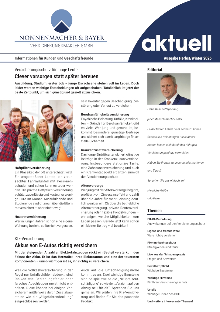 Deckblatt der Kundenzeitung Frühjahr/Sommer 2025